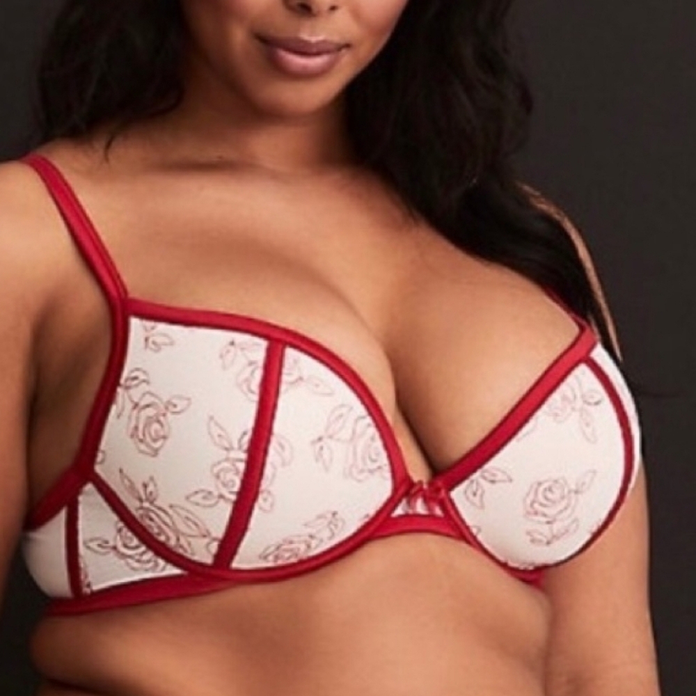 Victoria's Secret Red and White Floral Bra